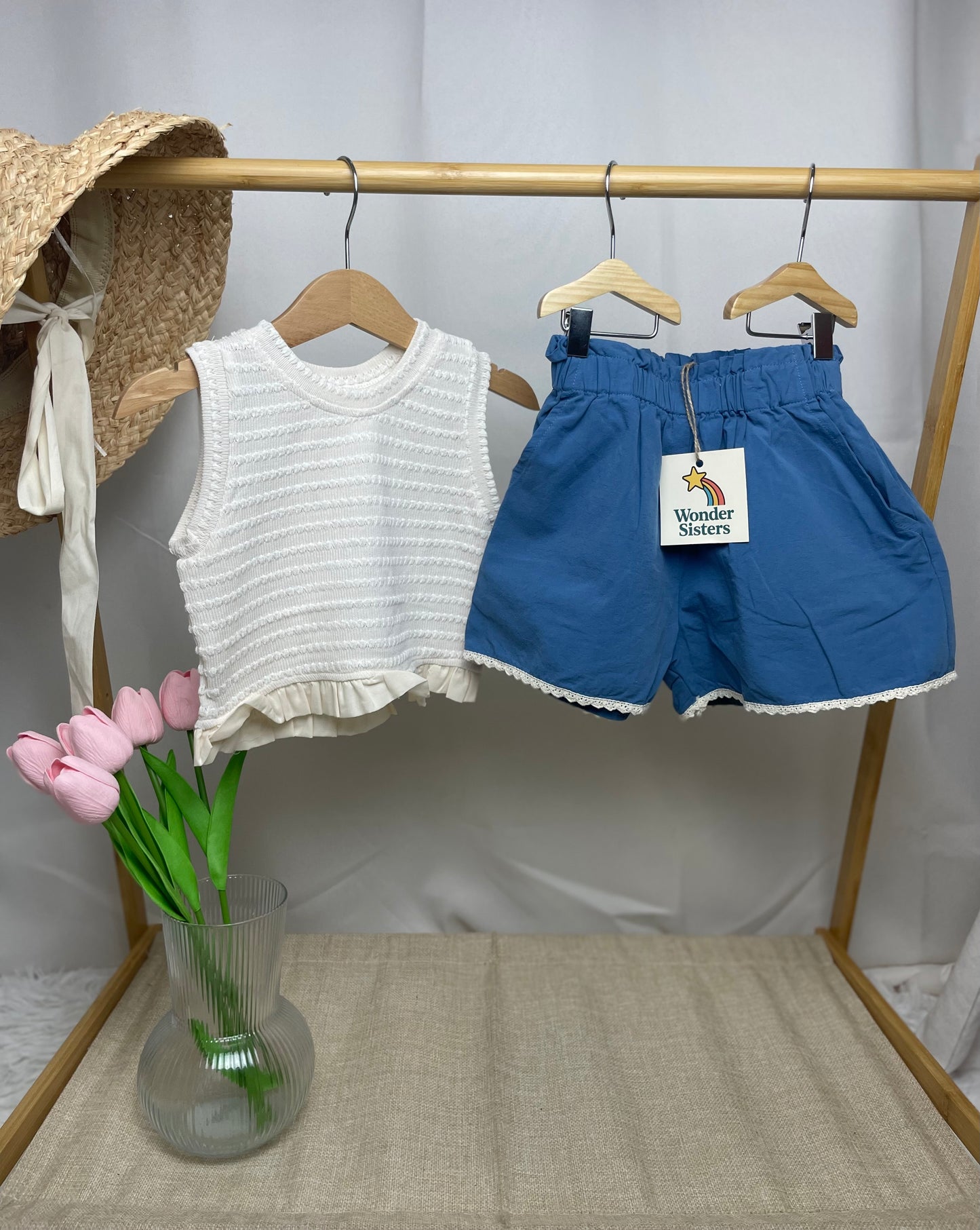 Blue Short with pizzo details