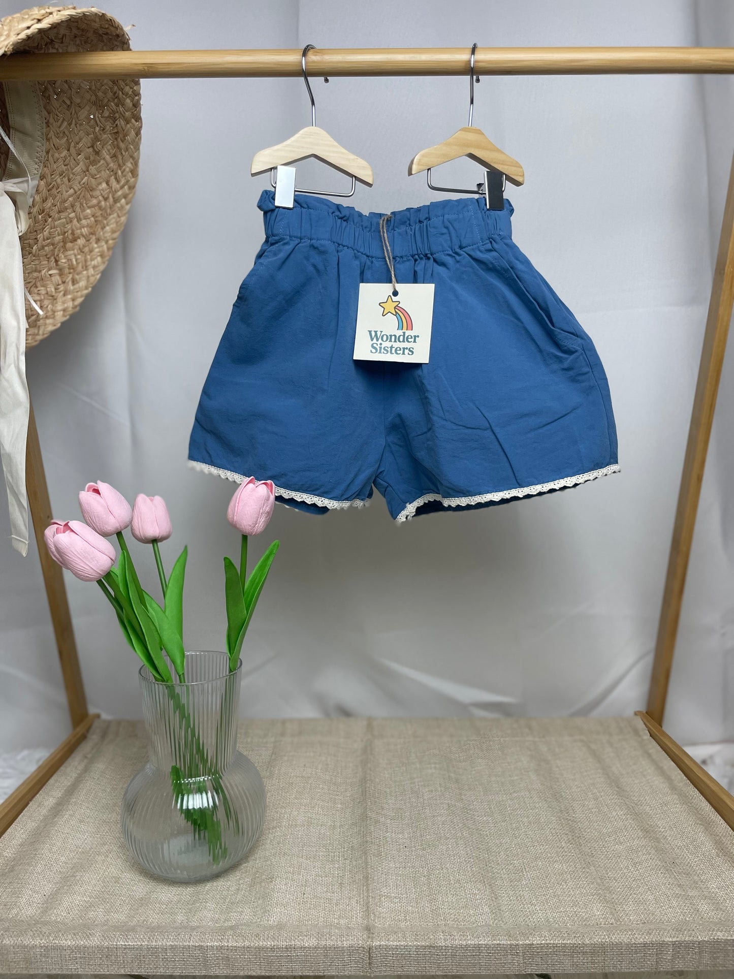Blue Short with pizzo details