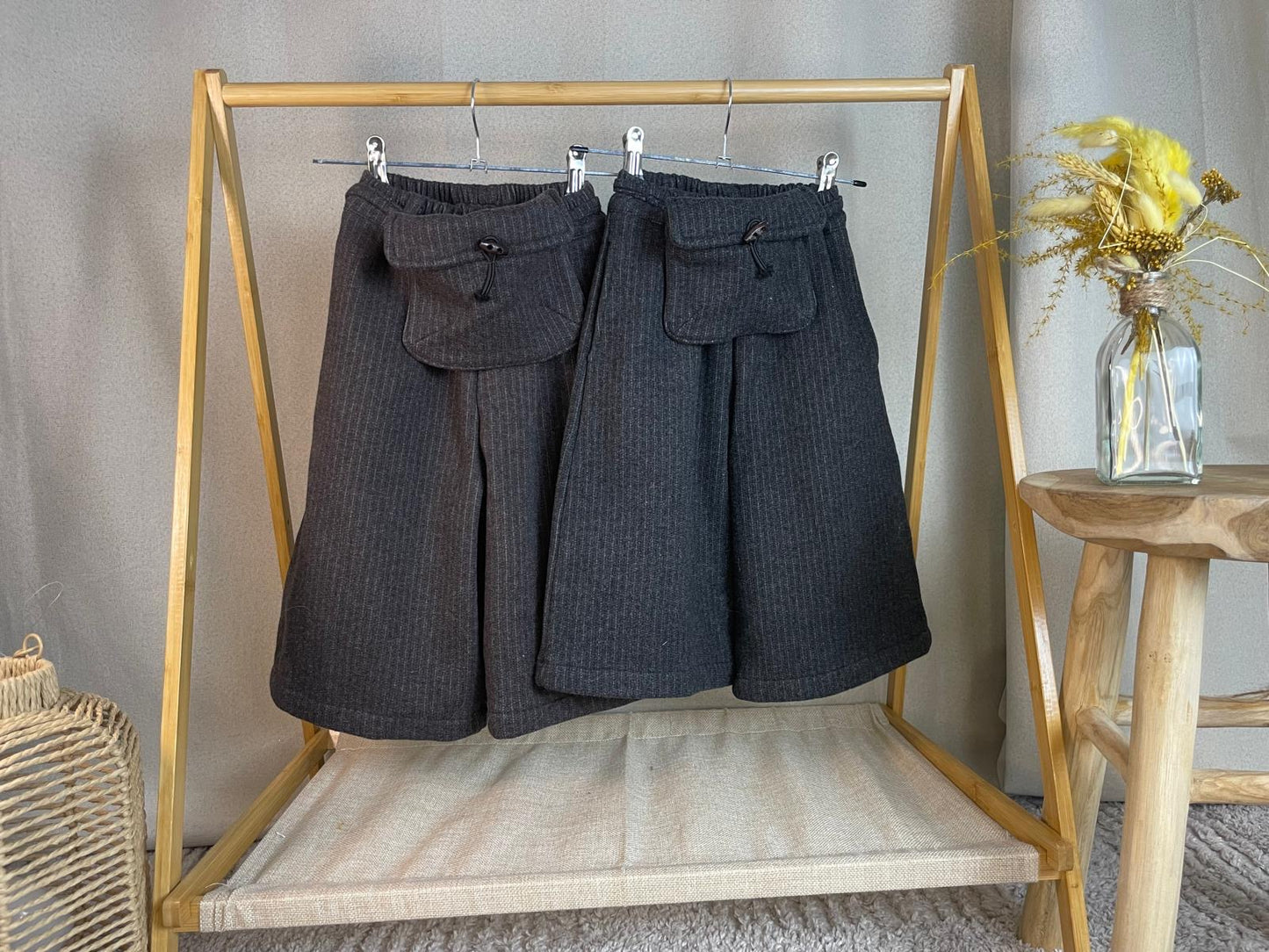 Wool Wide Pants Gesso