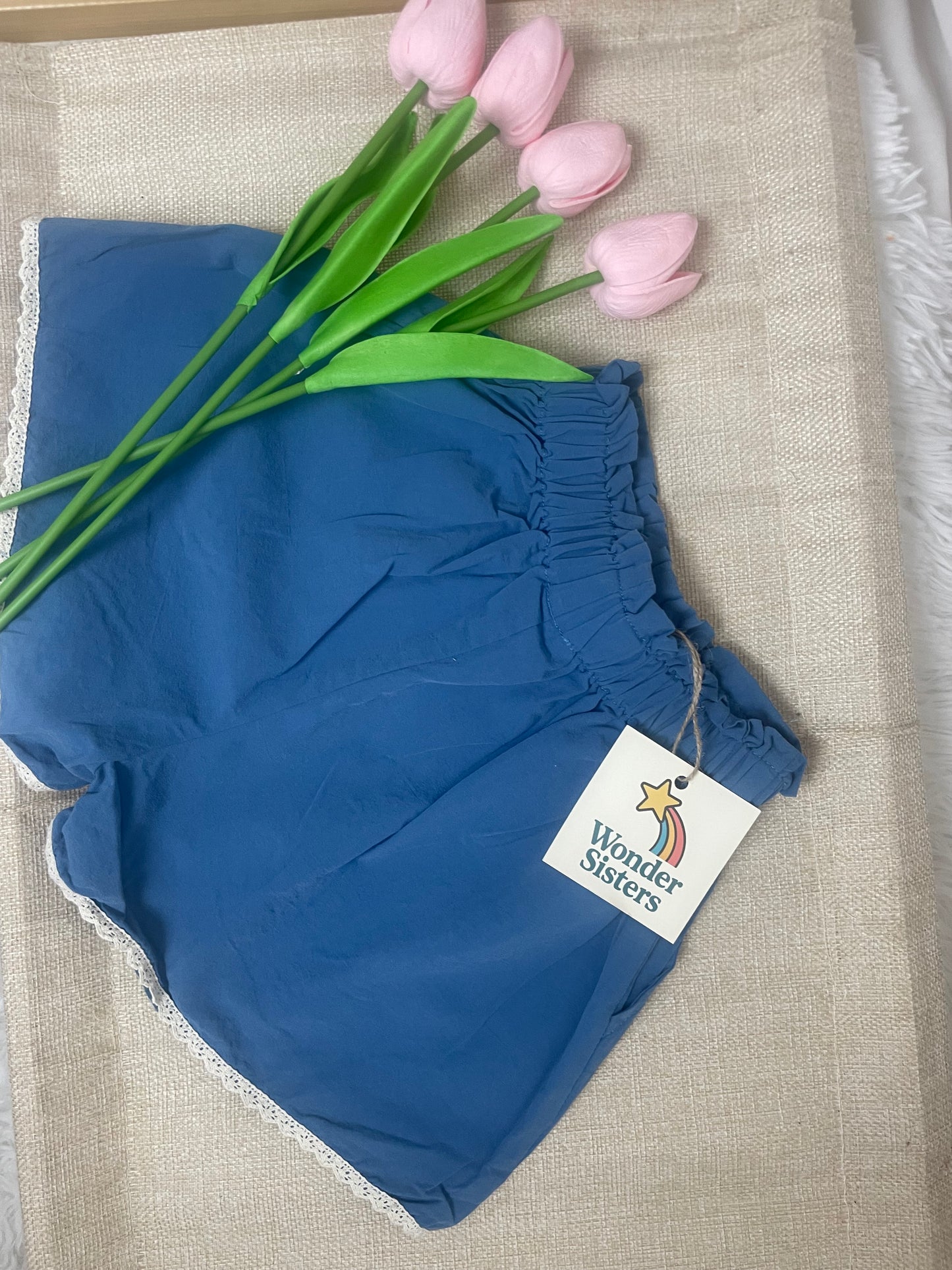 Blue Short with pizzo details