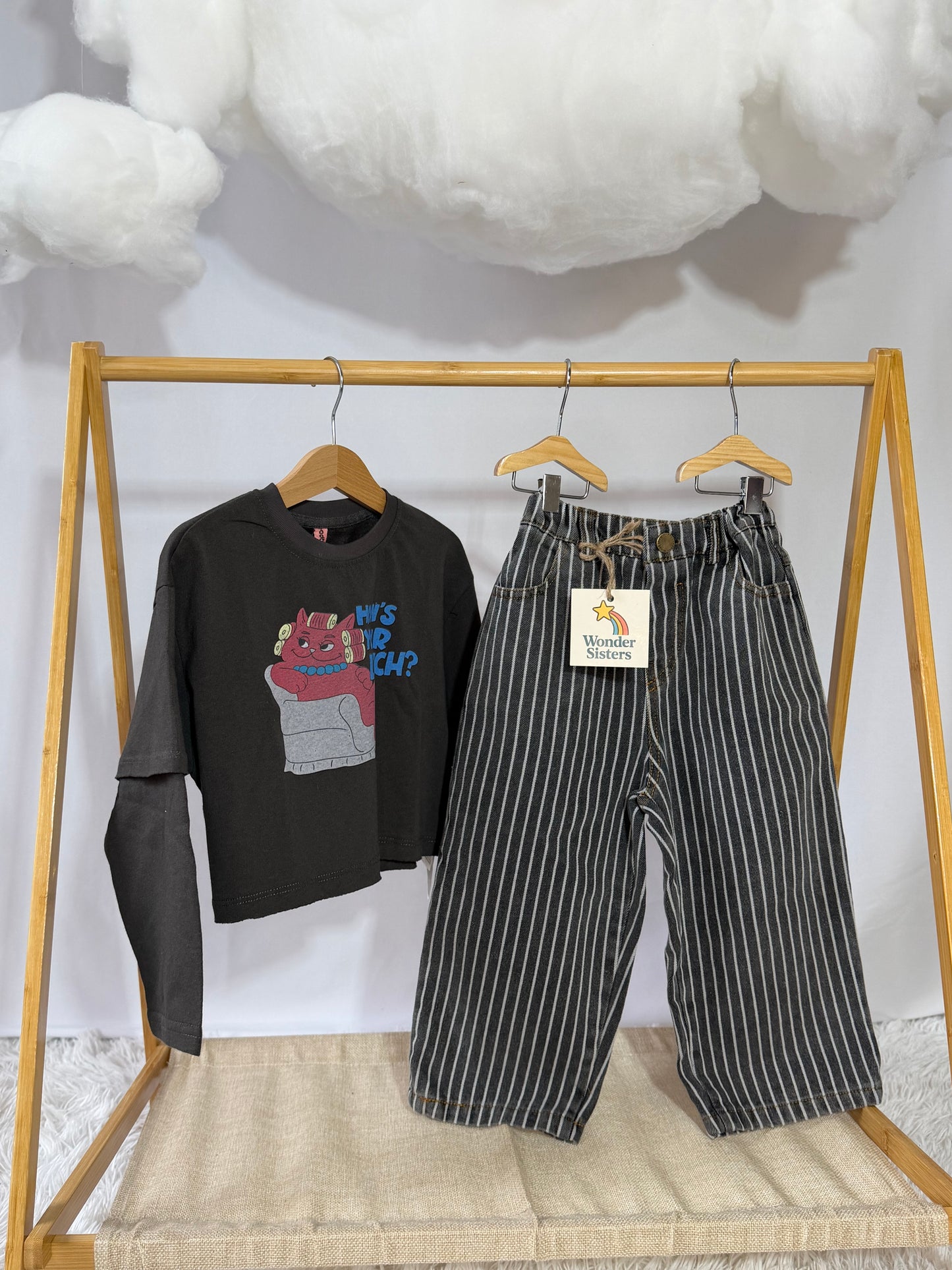 Jeans Striped Black