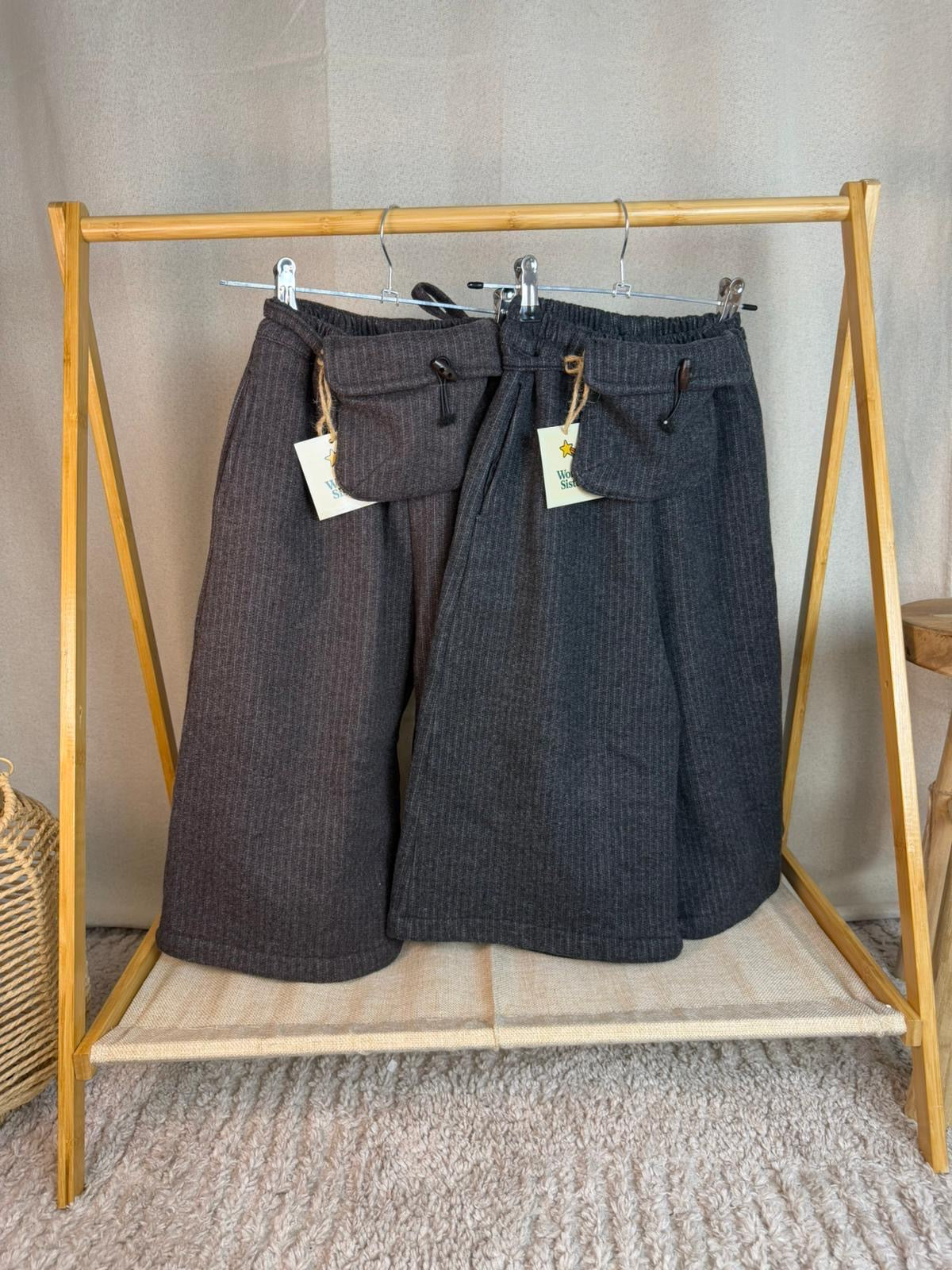 Wool Wide Pants Gesso