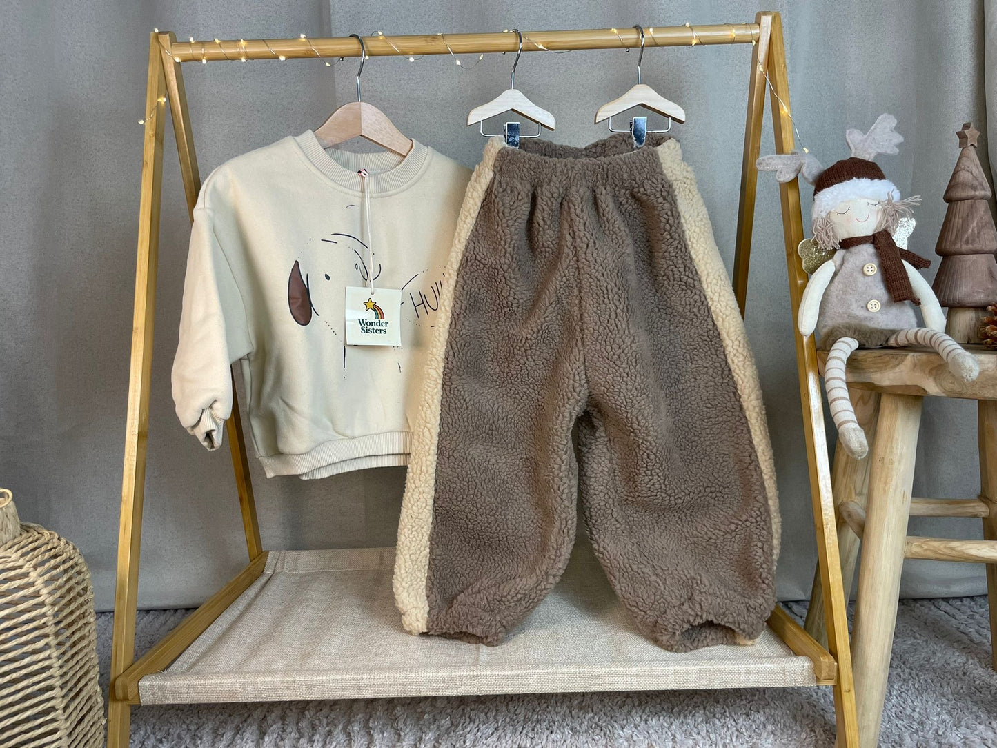Fleece Striped Beige Pants